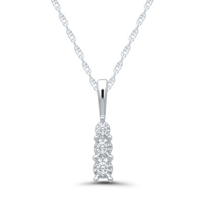 Three-Stone Diamond Necklace in 10K White Gold