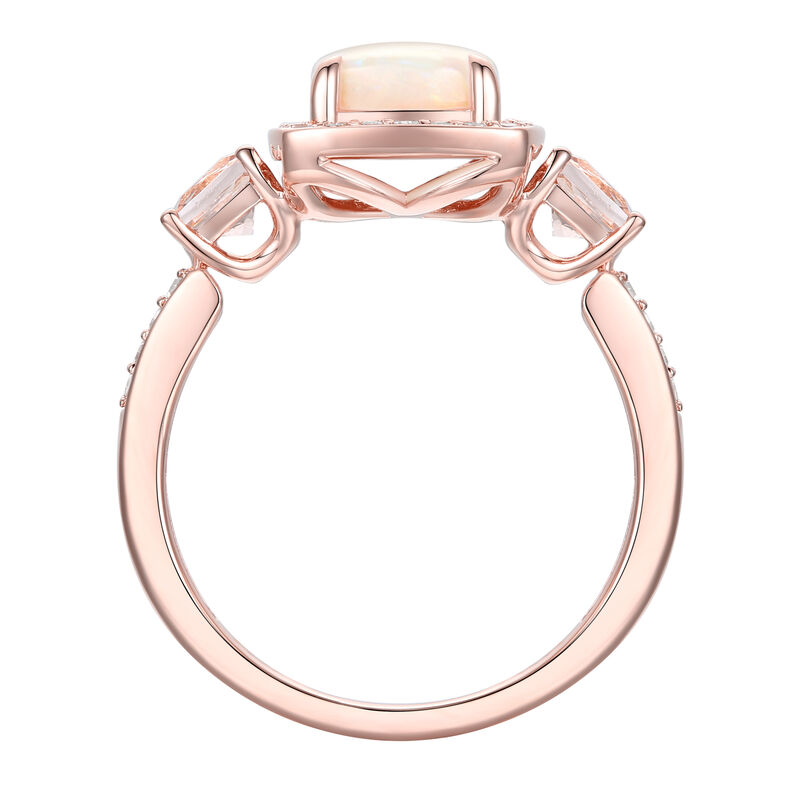 Opal Ring with Morganite and Diamond in 10K Rose Gold &#40;1/5 ct. tw.&#41;