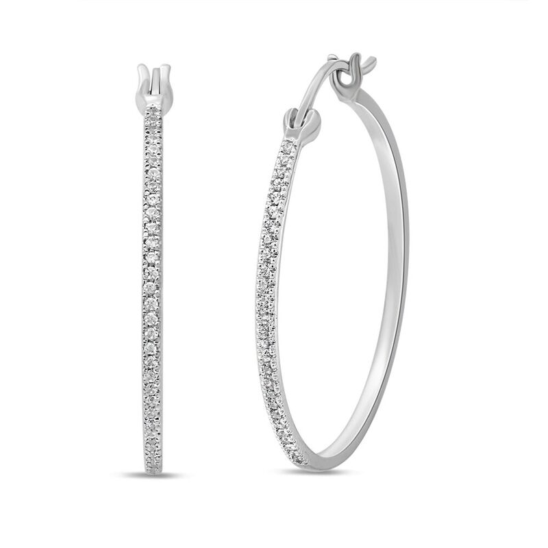 1/8 ct. tw. Diamond Hoop Earrings in 10K White Gold