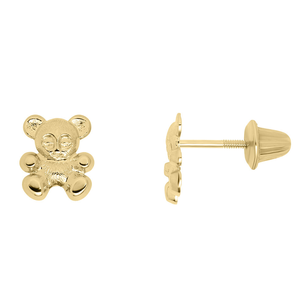 Children\'s Teddy Bear Earrings in 14K Yellow Gold