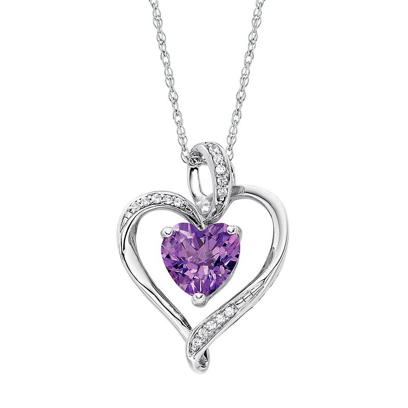 Amethyst Heart Necklace in Sterling Silver