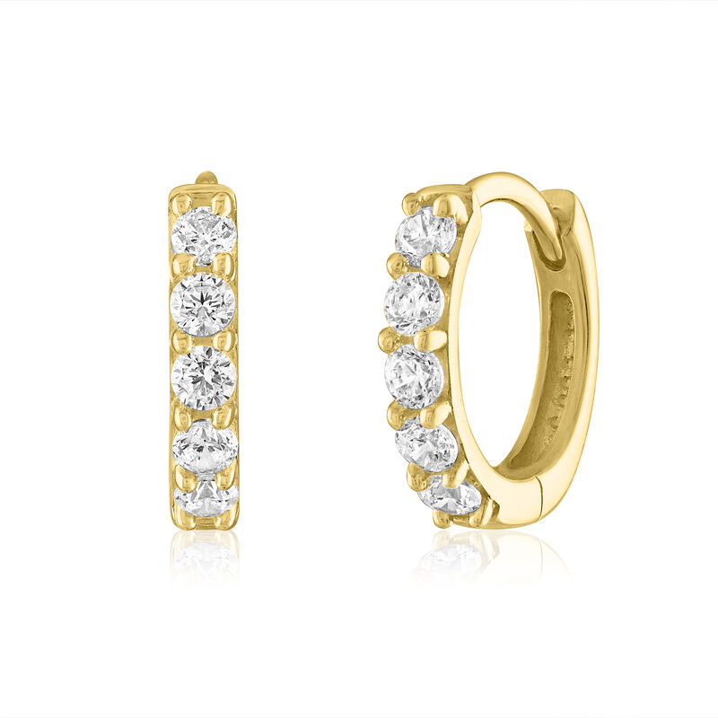 Diamond Huggie Hoop Earrings in 10K Yellow Gold