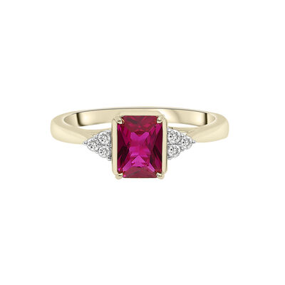 Lab-Created Ruby and Lab- Created White Sapphire Ring in Vermeil