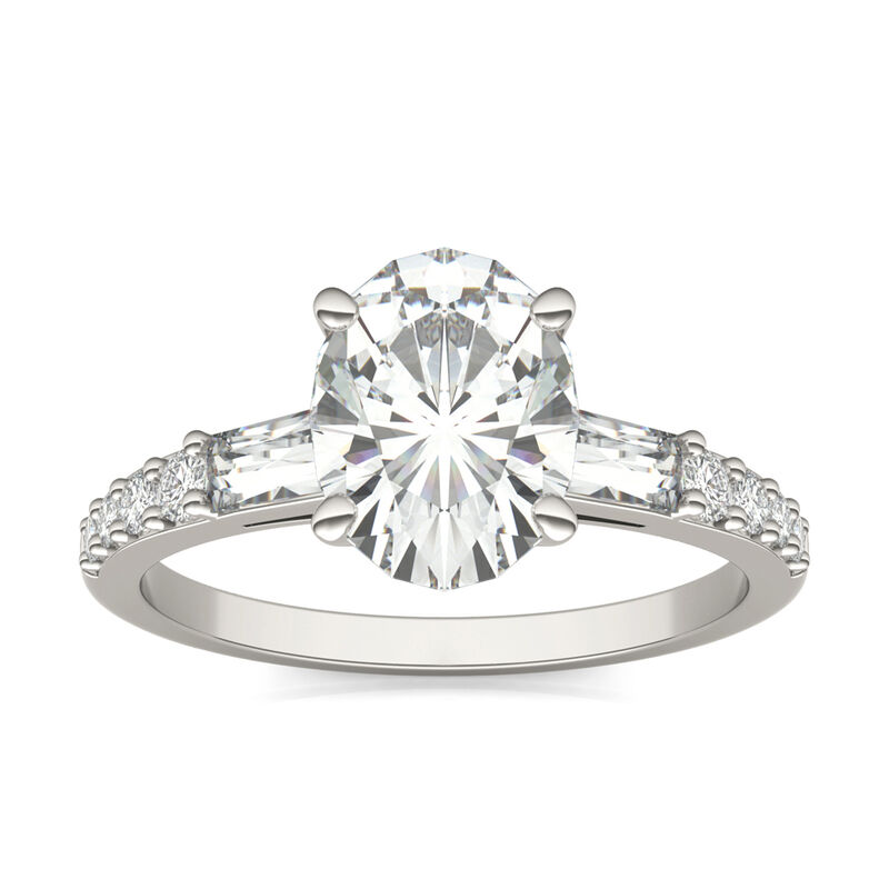 Oval-Shaped Lab Created Moissanite Engagement Ring in 14K White Gold