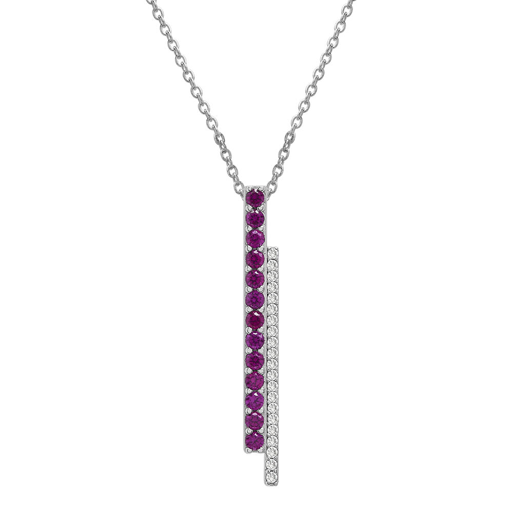 Silver Necklace with Ruby and Diamond - 20 Inches | Bluestone Jewelry |  Tahoe City, CA