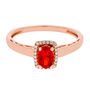 Fire Opal &amp; Diamond Halo Ring in 10K Rose Gold