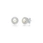 Freshwater Cultured Pearl &amp; 1/7 ct. tw. Diamond Earrings in Sterling Silver