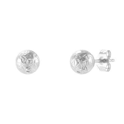 Diamond-Cut Ball Stud Earring in 14K White Gold, 5MM