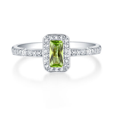 Peridot & Lab-Created White Sapphire Ring in Sterling Silver