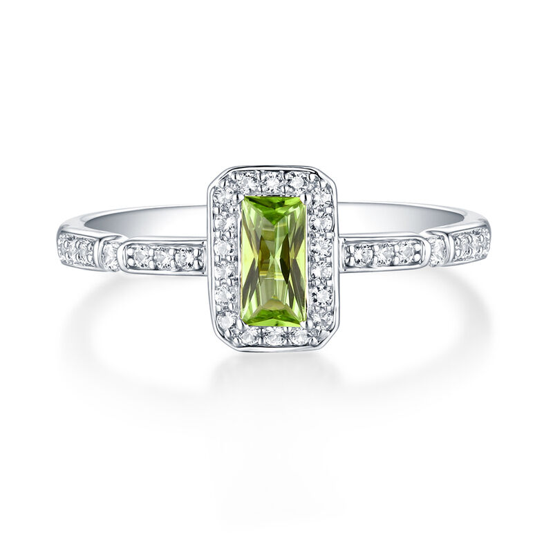 Peridot &amp; Lab Created White Sapphire Ring in Sterling Silver