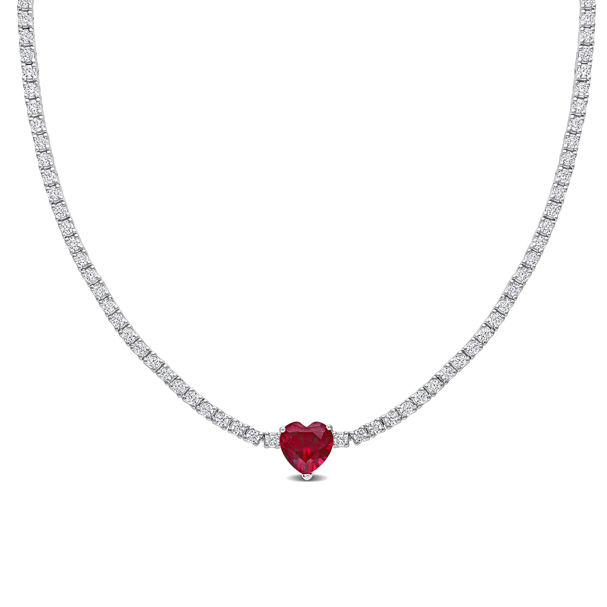 1/3 Carat (ctw) Lab-Created Ruby Pendant Necklace in Sterling Silver with  Chain