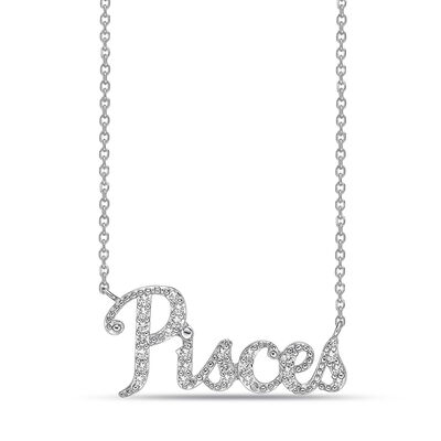 Pisces Lab Created White Sapphire Necklace in Sterling Silver
