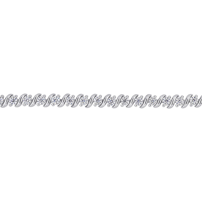Moissanite Tennis Bracelet with &ldquo;S&rdquo; Links in Sterling Silver &#40;2 3/4 ct. tw.&#41;