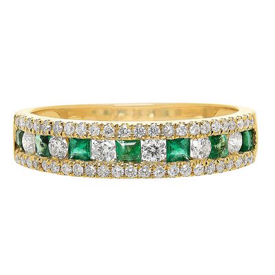 Emerald & 1/3 ct. tw. Diamond Ring in 10K Yellow Gold