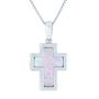 Lab Created Opal Cross Pendant in Sterling Silver
