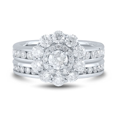 Diamond Halo Engagement Ring Set in 10K White Gold (2 ½ ct. tw.)