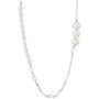 Cultured Freshwater Pearl Paperclip Chain Necklace in Sterling Silver