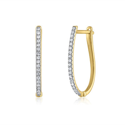 Diamond Hoop Earrings in 14K Yellow Gold (1/10 ct. tw.)