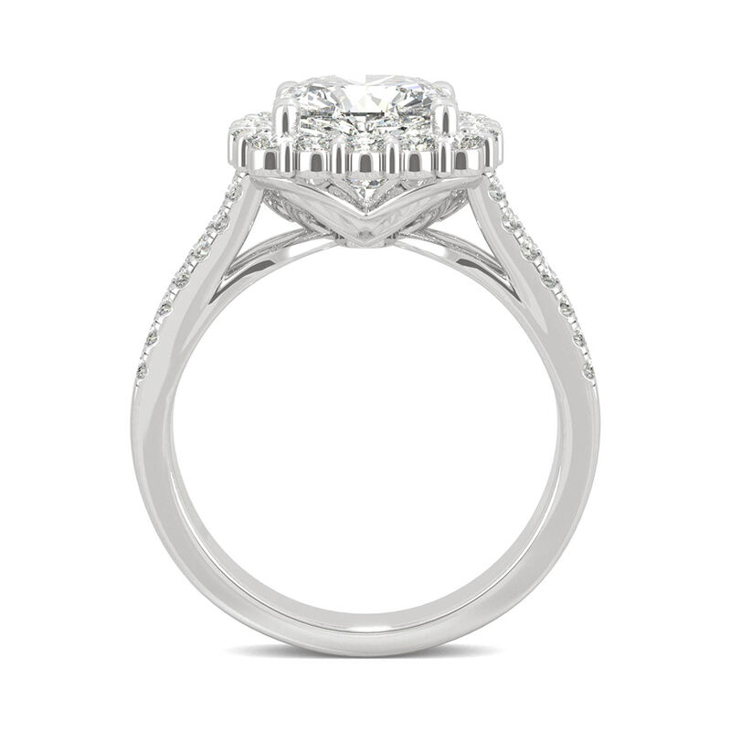 Hearts &amp; Arrows Moissanite Ring with Halo in 14K White Gold &#40;2 7/8 ct. tw.&#41;