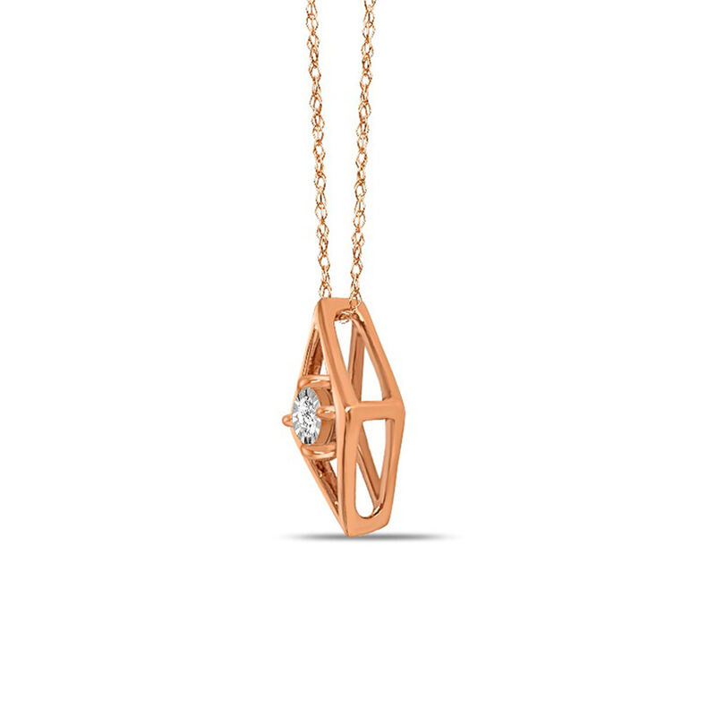 Diamond Accent Solitaire Illusion Pendant in 10K White and Rose Gold