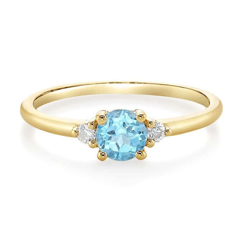 Swiss Blue Topaz &amp; Diamond Ring in 10K Yellow Gold
