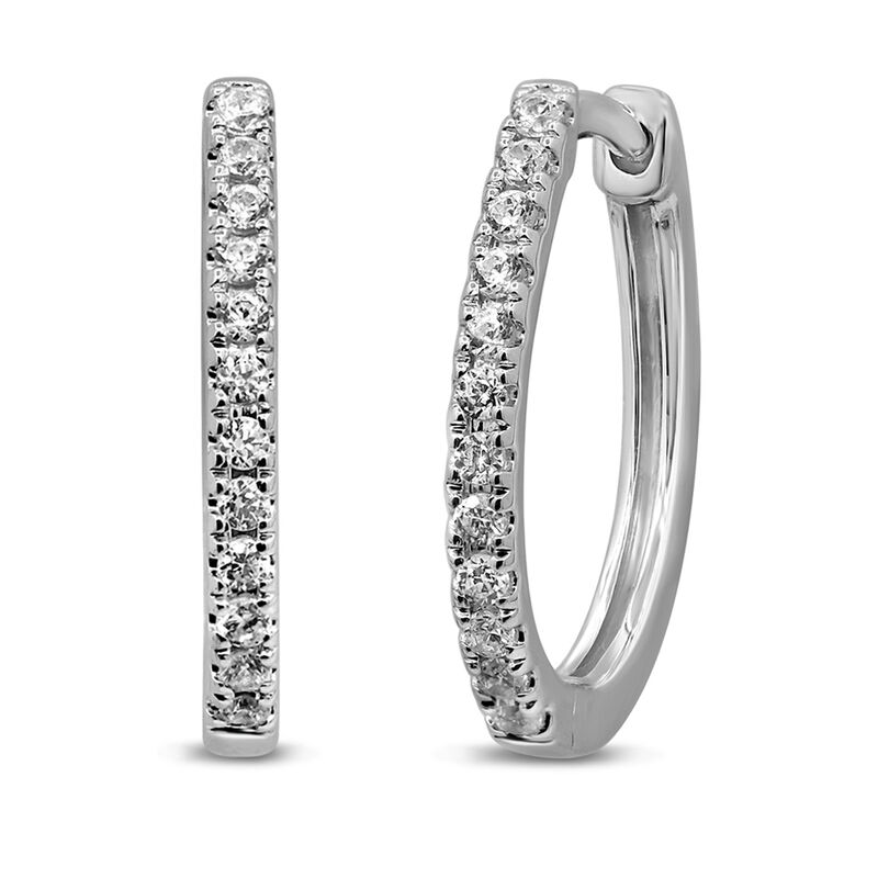 1/4 ct. tw. Diamond Hoop Earrings in 10K White Gold Helzberg Diamonds