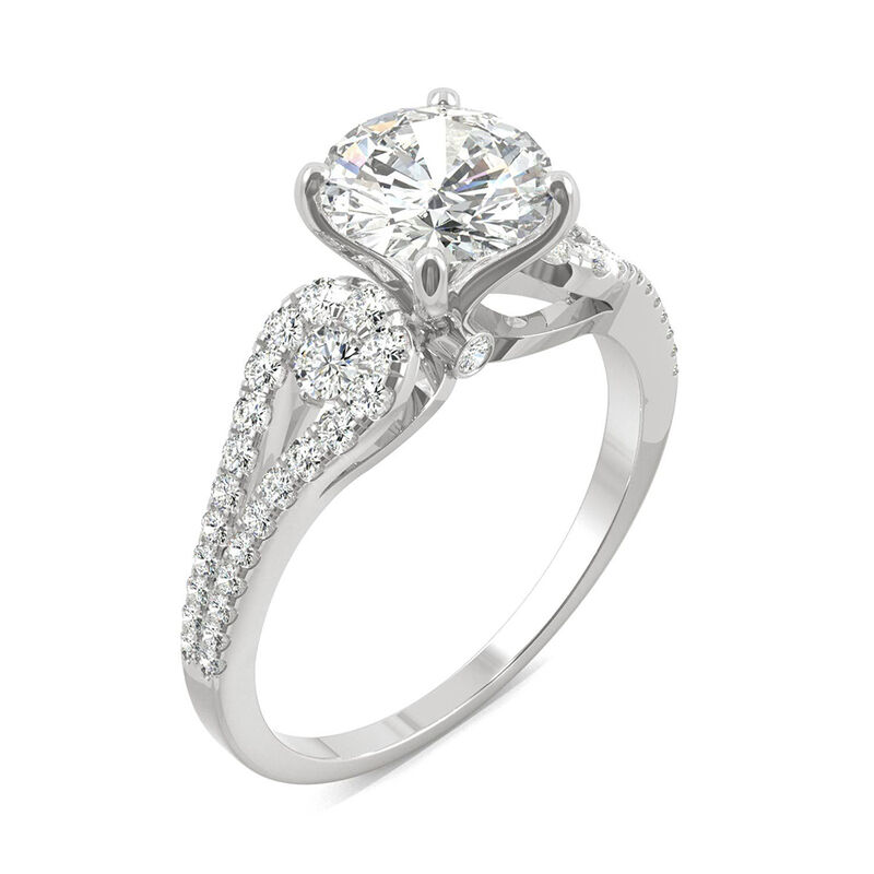 Round Moissanite Ring with Split-Shank Band in 14k white gold &#40;2 1/5 ct. tw.&#41;