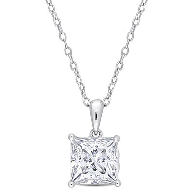 Lab-Created Moissanite Solitaire Pendant in Sterling Silver (3 ct. tw.)