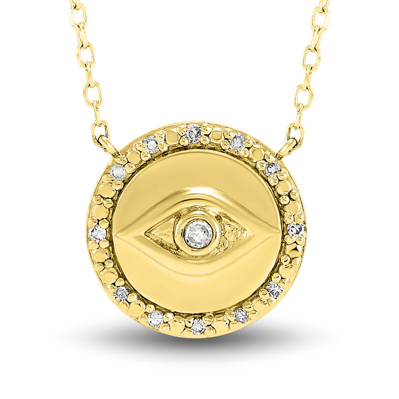 Diamond Accent Evil Eye Necklace in 14K Yellow Gold