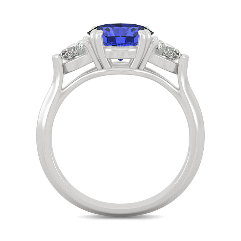 Charles & Colvard Lab Created Blue Sapphire & Moissanite Ring in 14K ...