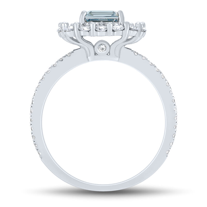 Aquamarine and Diamond Ring in 14K White Gold &#40;7/8 ct. tw.&#41;