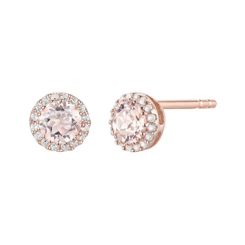 Morganite &amp; Diamond Accent Stud Earrings in 14k Rose Gold