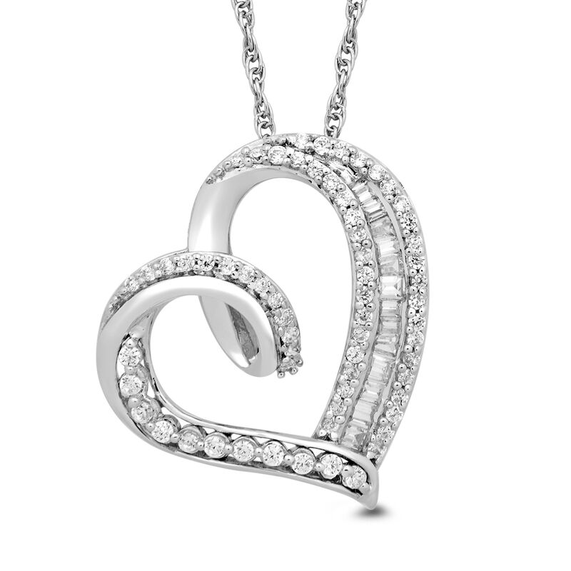 Diamond Loop Heart Pendant in 10K White Gold &#40;1/4 ct. tw.&#41;