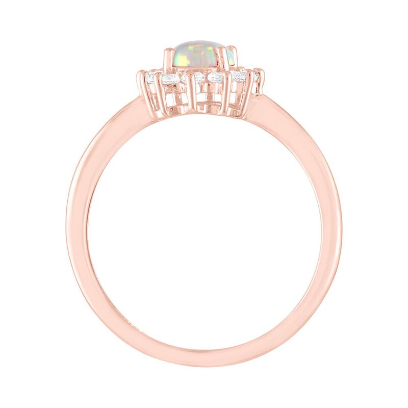 Lab Created Opal &amp; White Sapphire Ring in 10K Rose Gold