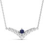 Lab Grown Diamond and Lab-Created Blue Sapphire Chevron Necklace in Sterling Silver &#40;1/7 ct. tw.&#41;