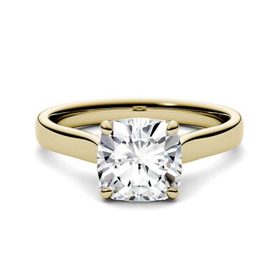 Cushion-Cut Moissanite Solitaire Ring in 14K Yellow Gold (2 ct.)