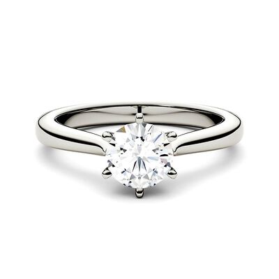 Round Moissanite Solitaire Ring in 14K White Gold (1 ct.)