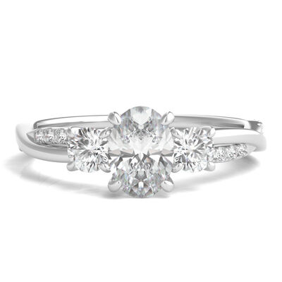 Oval-Shaped Diamond Engagement Ring in 14K White Gold (1 3/4 ct. tw.)