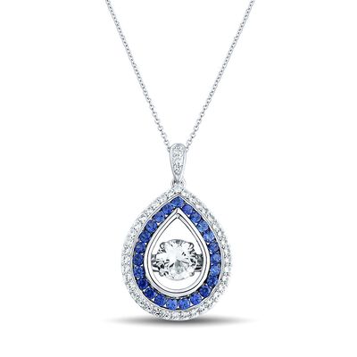 Lab Created Blue & White Sapphire Pendant in Sterling Silver