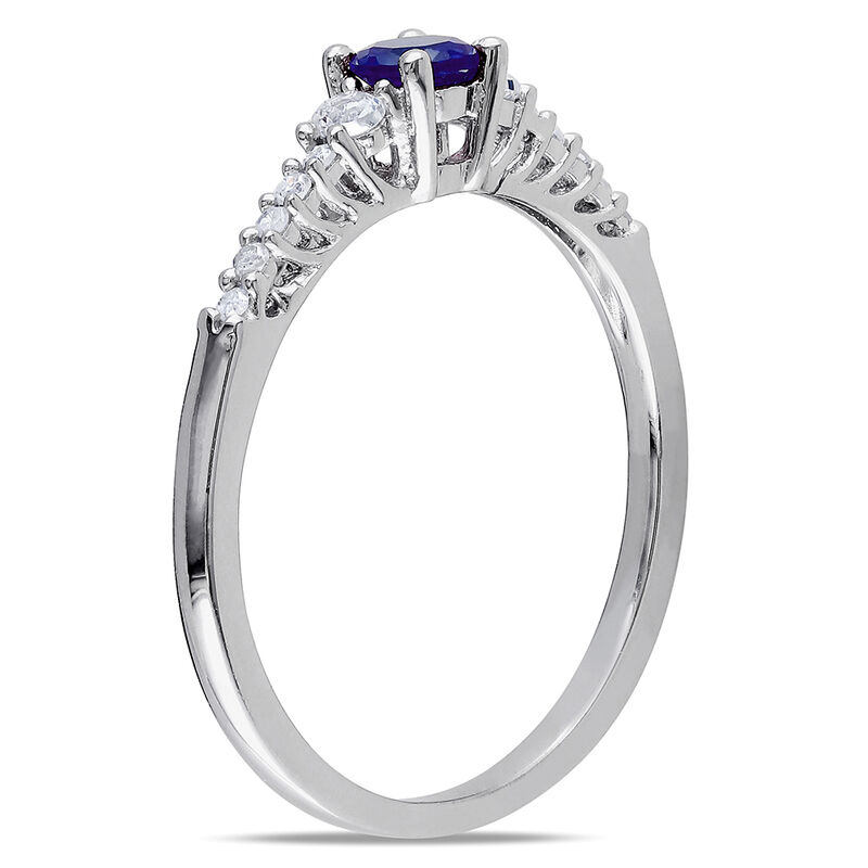 Lab Created Blue &amp; White Sapphire &amp; Diamond Ring in Sterling Silver