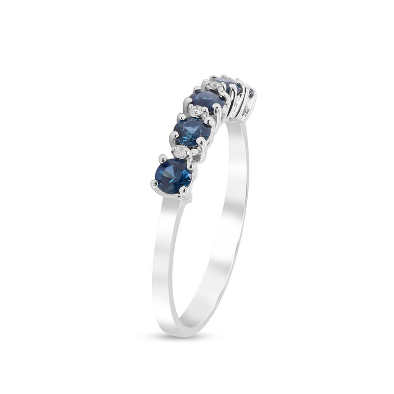 Diamond &amp; Blue Sapphire Ring in 10K White Gold