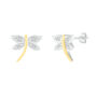 Diamond Dragonfly Earrings in Sterling Silver &amp; 10K Yellow Gold