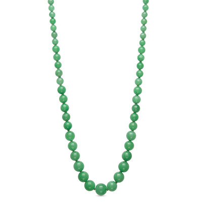 Jade Necklace with Sterling Silver Clasp, 20”