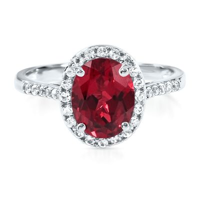 Lab-Created Ruby & White Sapphire Ring in 10K White Gold