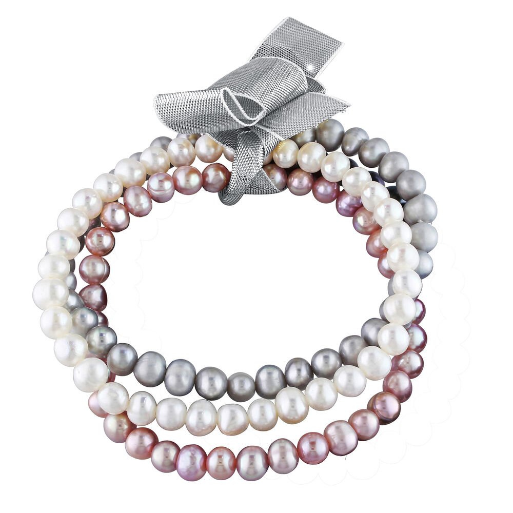 Freshwater Cultured Pearl Bangle Bracelet Set