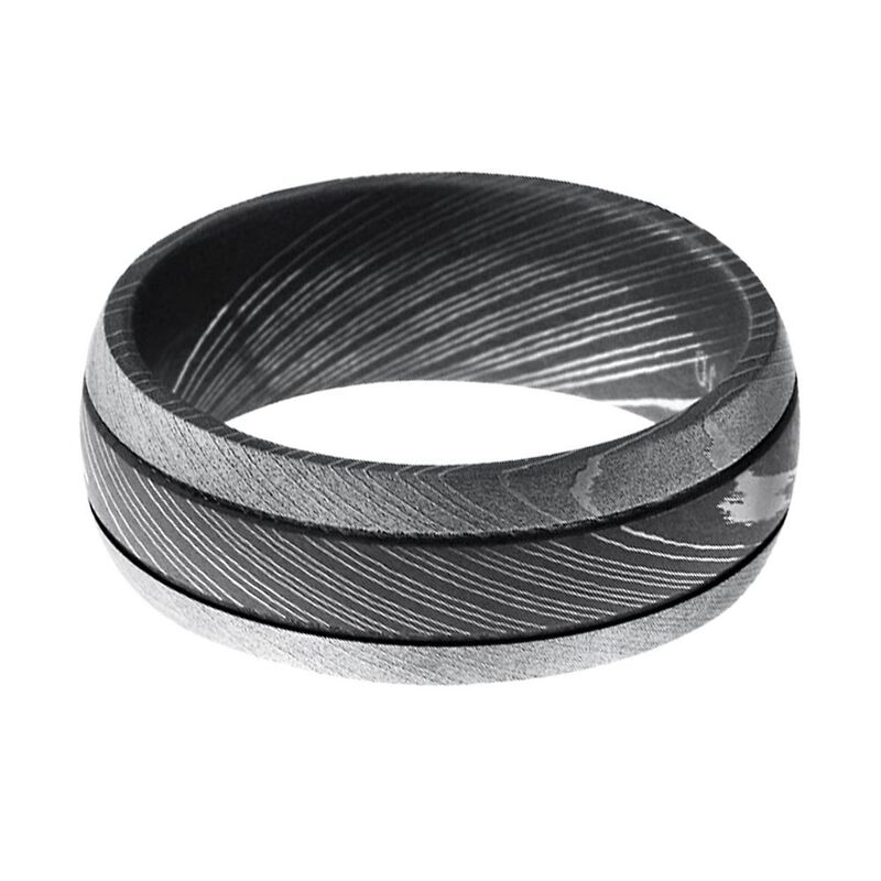 Men&#39;s Band in Damascus Steel, 8MM