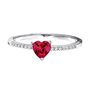 Lab Created Ruby &amp; Lab Created White Sapphire Heart Stack Ring in Sterling Silver
