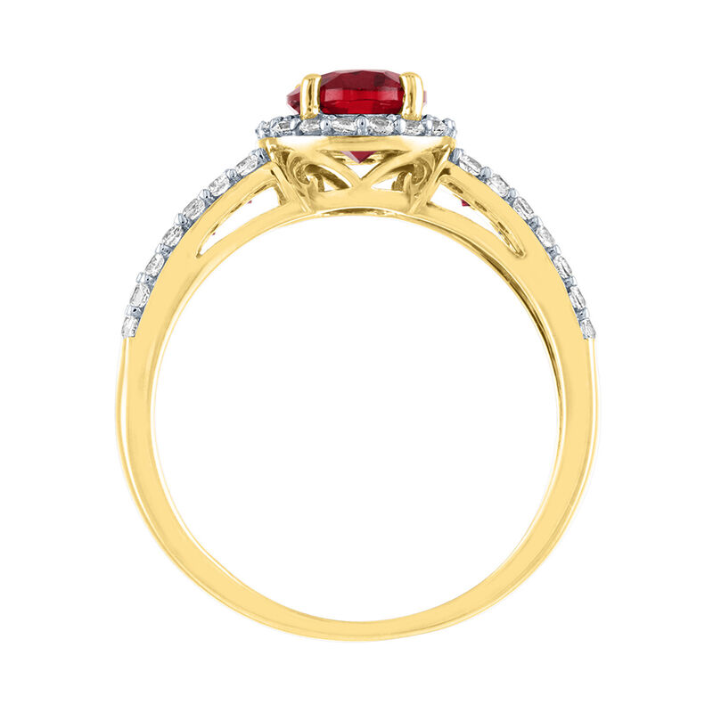 Lab Created Ruby & White Sapphire Ring in 10K Yellow Gold | Helzberg ...