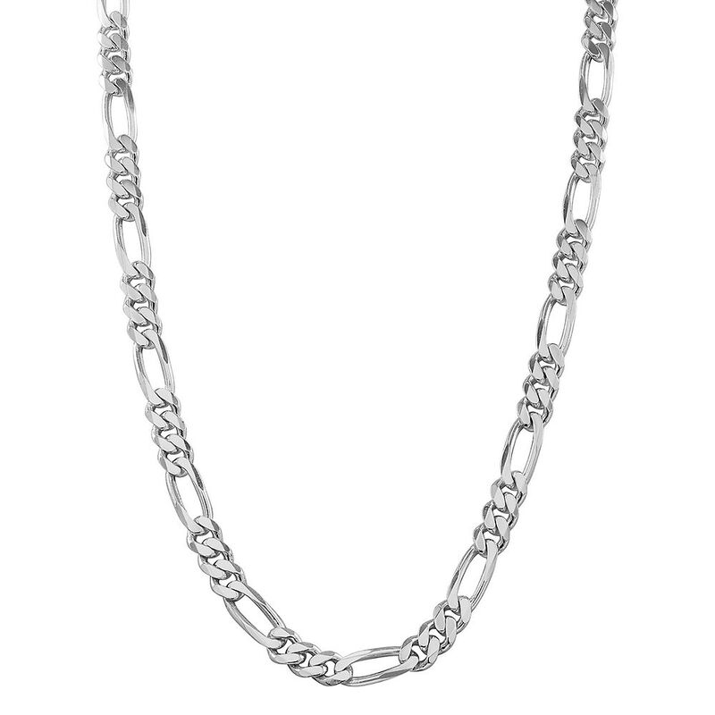 Men&#39;s Figaro Chain in Sterling Silver, 9MM, 24&quot;
