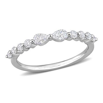Pear-Shaped Moissanite Stacking Ring in Sterling Silver (2/5 ct. tw.)